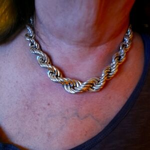 Vintage 925 Sterling Silver Rope Necklace
